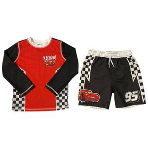 Character Toddler Boys 2-Piece Rashguard and Swim Trunk Set - Cars